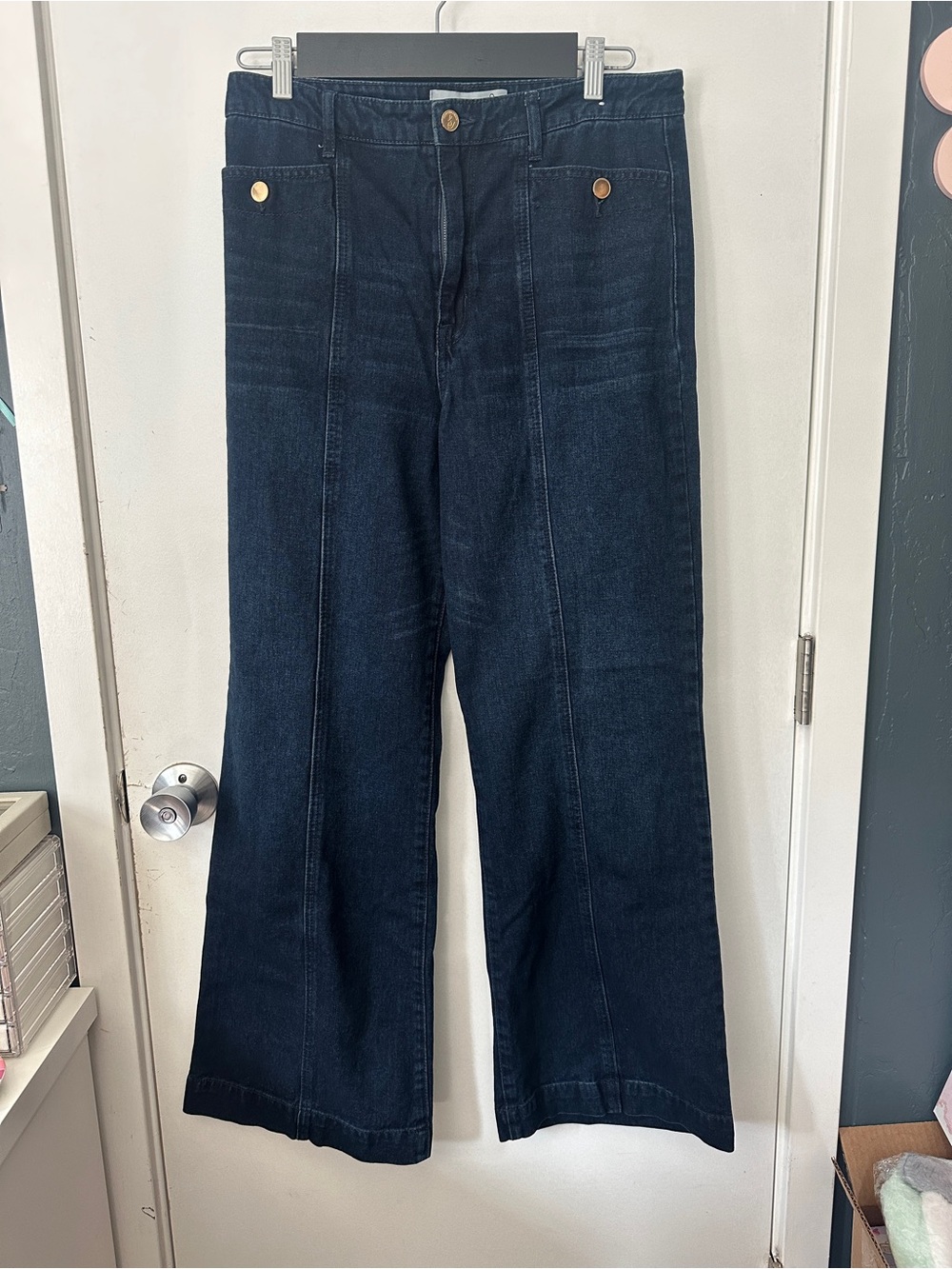 Sam Edelman Dark Blue High-Waist Wide-Leg Jeans - Picture 2 of 7